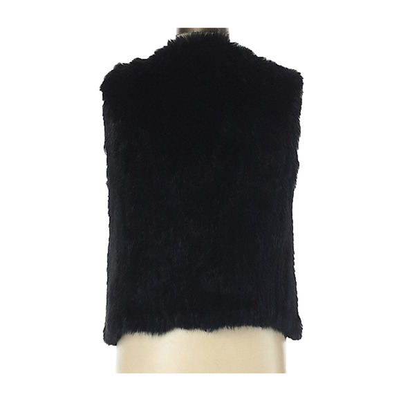 NWOT 525 America Luxe Black Rabbit Fur Vest Jacket Open Front Sleeveless S - Picture 3 of 8